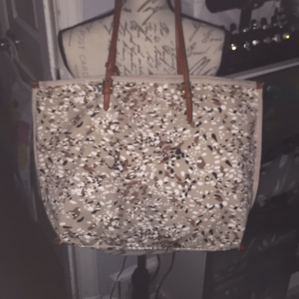 Anthropologie Leather trim canvas bag